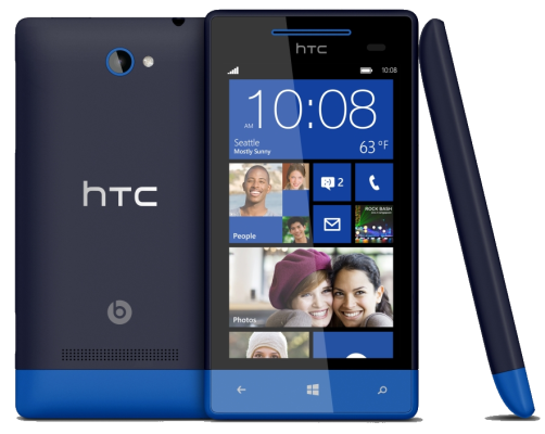 Orange HTC Windows Phone 8S Blue Side View